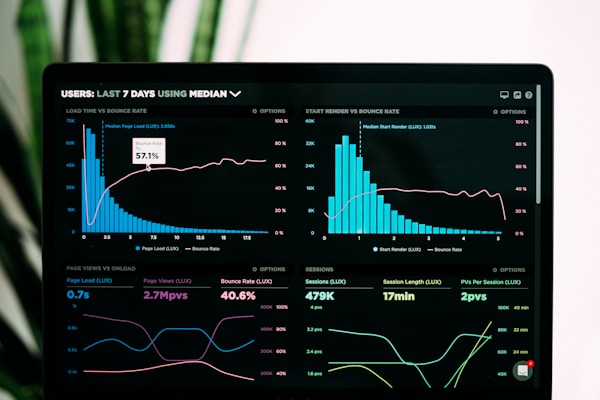SEO analyst reviewing search performance metrics and keyword rankings